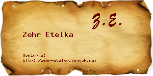 Zehr Etelka névjegykártya